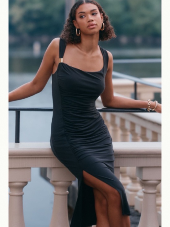 Anthropologie Dresses & Skirts - NWT Anthropologie Sleeveless Square-Neck w/ Slit Black Midi Dress, XL